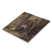 Grootvader zorgt voor zijn kleinzoon tegeltje (Zijkant)