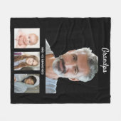 Grootvader zwarte kleinkinderen kinder foto fleece deken (Voorkant (Horizontaal))
