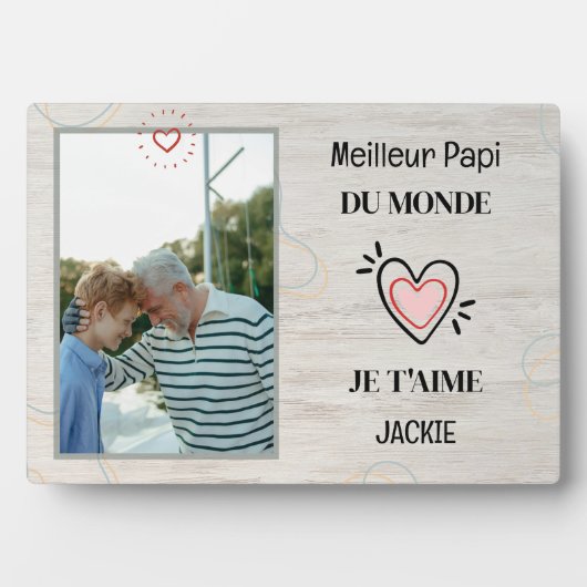 Grootvaderdag gepersonaliseerd cadeau beste opa fotoplaat (voorkant)