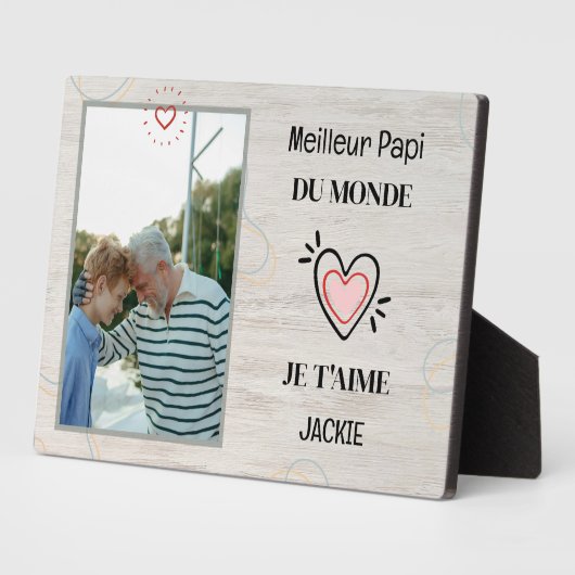 Grootvaderdag gepersonaliseerd cadeau beste opa fotoplaat (Zijkant)