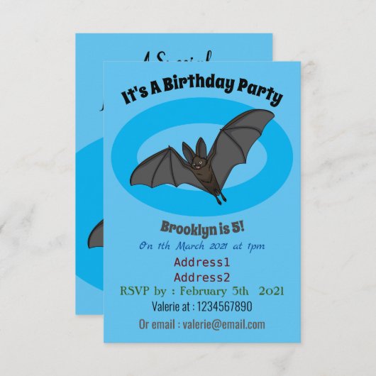 Grootvampiervleermuis cartoon kaart (Voorkant / Achterkant)