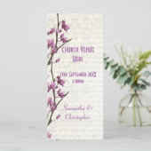 grootvee lila bruiloft van de florale kerk programmakaart (Staand voorkant)