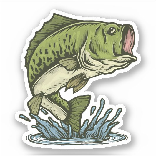 Grootvis-illustratie | Afgesneden Sticker (Voorkant)