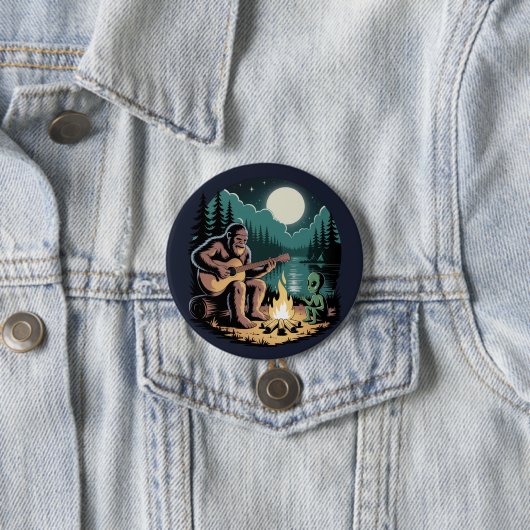 Grootvoet Alien UFO Cryptid Paranormale Ontmoeting Ronde Button 7,6 Cm (In situ)