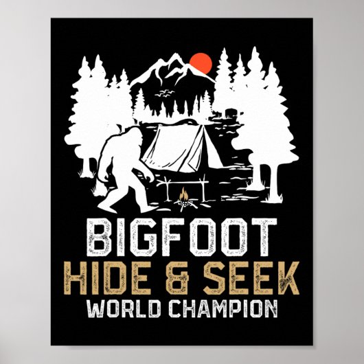 Grootvoet Verstoppertje Wereldkampioen Grappige Bi Poster (Voorkant)