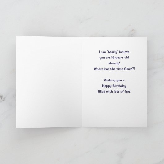 Grootzoon 10 jaar oud Beer en vogeldag Kaart (Binnen)