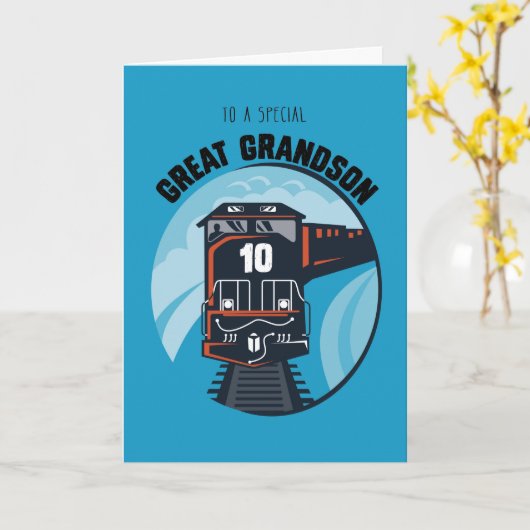 Grootzoon 10th Birthday Train, kleine jongen Kaart (Gele Bloem)