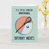 Grootzoon 14e verjaardag Lacrosse Sport personalis Kaart (Gele Bloem)