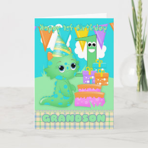 Grootzoon 1st Birthday Cute Little Monster Kaart