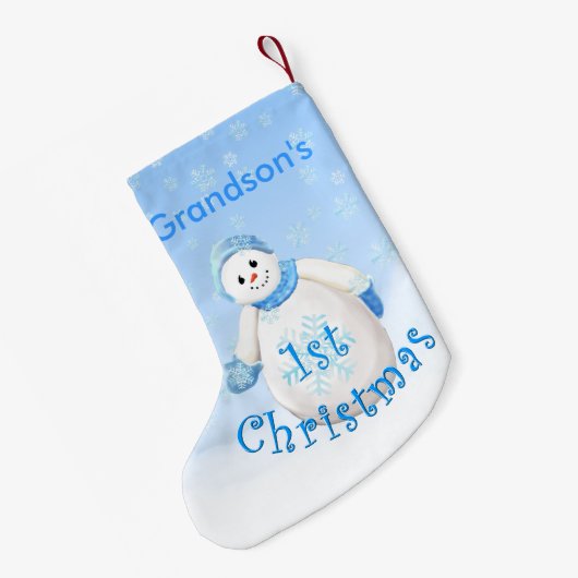 Grootzoon 1st Kerstmis Snowman Kleine Kerstsok (Achterkant (Hangend))