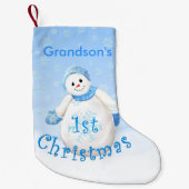 Grootzoon 1st Kerstmis Snowman Kleine Kerstsok (Voorkant)