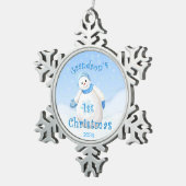 Grootzoon 1st Kerstmis Snowman Tin Sneeuwvlok Ornament (Rechts)