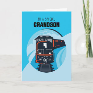 Grootzoon 4th Birthday Train Little Boy Blue Kaart