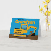Grootzoon 5th Birthday Yellow Excavator voeg naam Kaart (Gele Bloem)