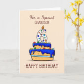 Grootzoon 6th Birthday, 6 op Sweet Blue Cake Kaart (Gele Bloem)