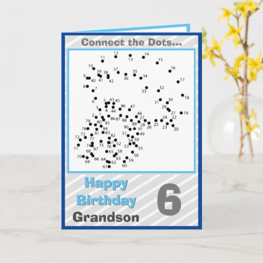 Grootzoon 6th Birthday Puzzle Card Kaart (Gele Bloem)