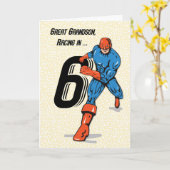 Grootzoon 6th Birthday Superheld Kaart (Gele Bloem)