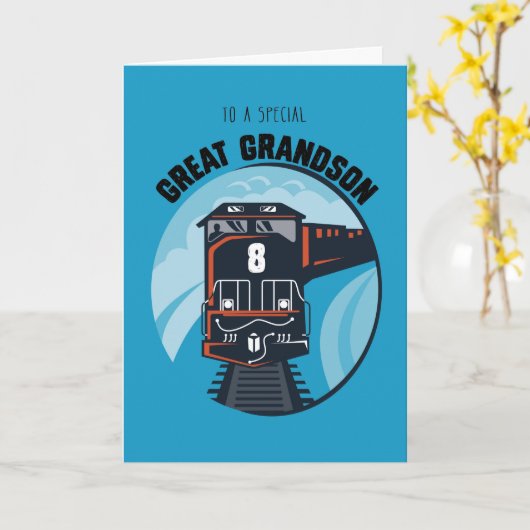 Grootzoon 8th Birthday Train, Little Boy, Blu Kaart (Gele Bloem)