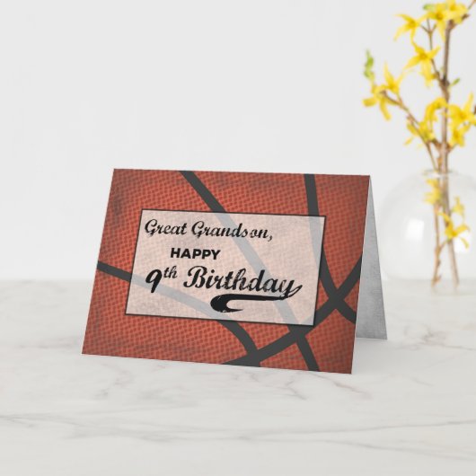 Grootzoon 9th Birthday Basketball Large Kaart (Gele Bloem)