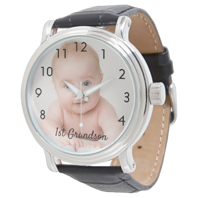 Grootzoon baby foto grootvader horloge (Gekanteld)