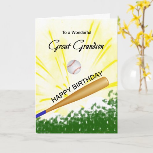 Grootzoon Baseball Birthday-kaart Kaart (Gele Bloem)