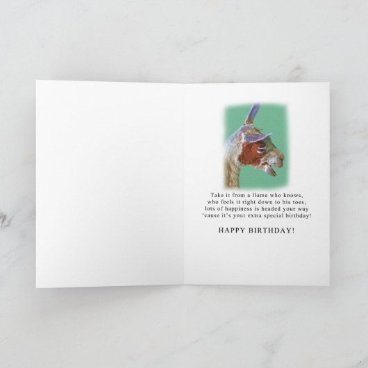 Grootzoon, Birthday, Laughing Llama Card Kaart (Binnen)