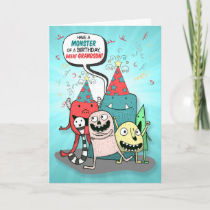Grootzoon Birthday Monsters Cartoon Style Kaart