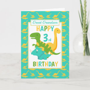 Grootzoon Dinosaur 3e verjaardag Blauw Kaart