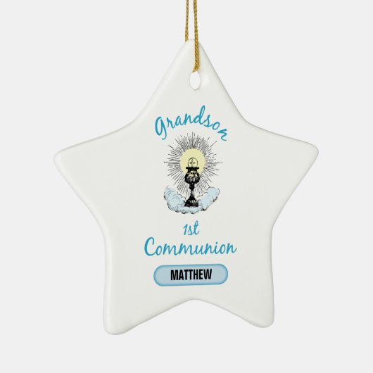 Grootzoon Eerste Communie, Blauwbekertje Keramisch Ornament (Rechts)