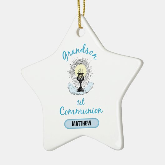 Grootzoon Eerste Communie, Blauwbekertje Keramisch Ornament (Links)