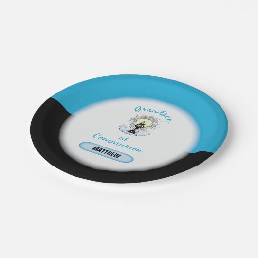 Grootzoon Eerste Communie, Blauwbekertje Papieren Bordje (Gekanteld)