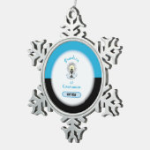 Grootzoon Eerste Communie, Blauwbekertje Tin Sneeuwvlok Ornament (Rechts)