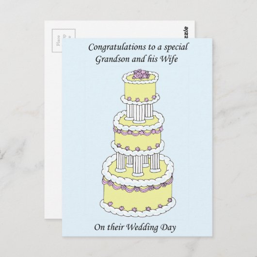 Grootzoon en vrouw huwelijksdag gefeliciteerd briefkaart (Voorkant / Achterkant)