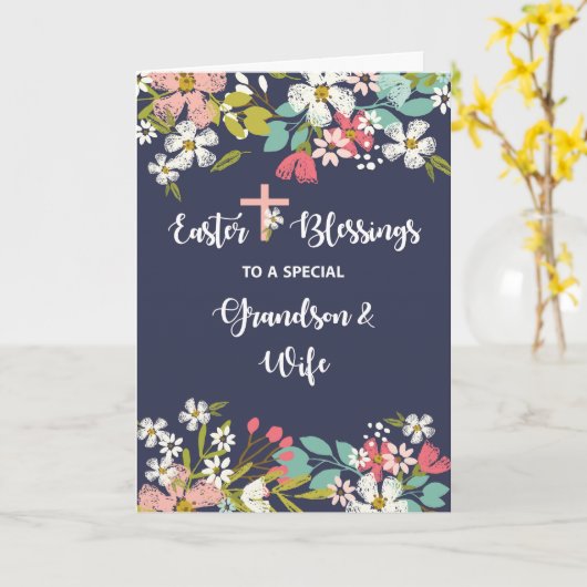 Grootzoon en vrouw Pasen Risen van Christus Kaart (Gele Bloem)