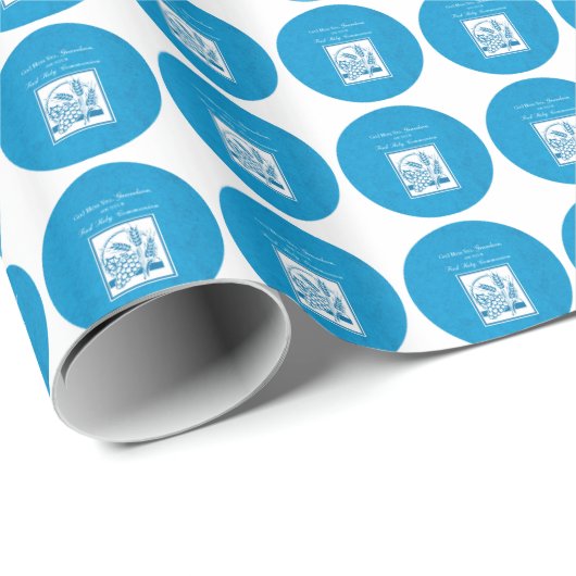 Grootzoon First CommunBlue, Tarwe, Grapes Cadeaupapier (Rol Hoek)