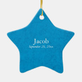 Grootzoon First CommunBlue, Tarwe, Grapes Keramisch Ornament (Achterkant)