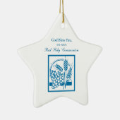 Grootzoon First CommunBlue, Tarwe, Grapes Keramisch Ornament (Rechts)