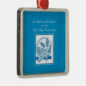 Grootzoon First CommunBlue, Tarwe, Grapes Metalen Ornament (Rechts)