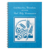 Grootzoon First CommunBlue, Tarwe, Grapes Notitieboek (Voorkant)