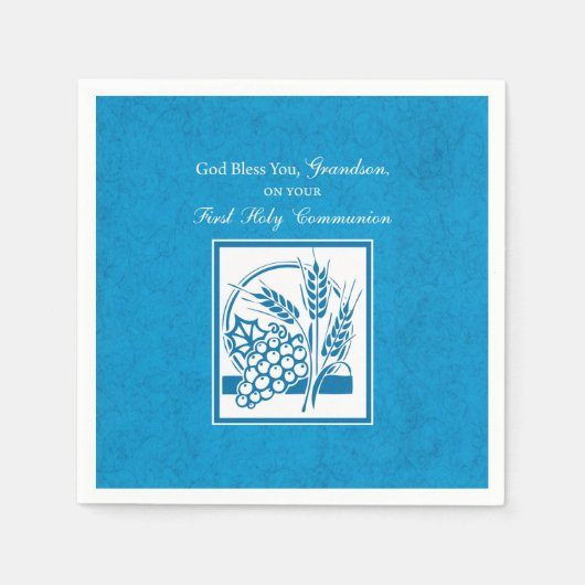 Grootzoon First CommunBlue, Tarwe, Grapes Servetten (Voorkant)