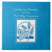 Grootzoon First CommunBlue, Tarwe, Grapes Tegeltje (Voorkant)