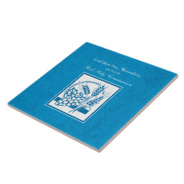 Grootzoon First CommunBlue, Tarwe, Grapes Tegeltje