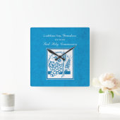 Grootzoon First CommunBlue, Tarwe, Grapes Vierkante Klok (Huis)