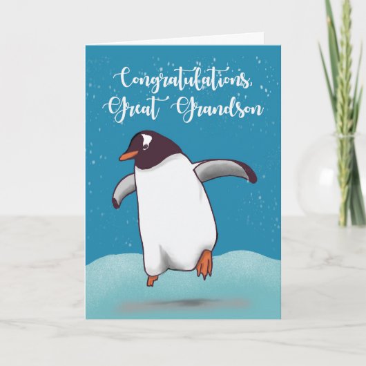 Grootzoon gefeliciteerd Penguin Jumping Joy Kaart (Voorkant)