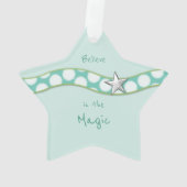 Grootzoon gelooft in kerstgroene sneeuwman ornament (achterkant)