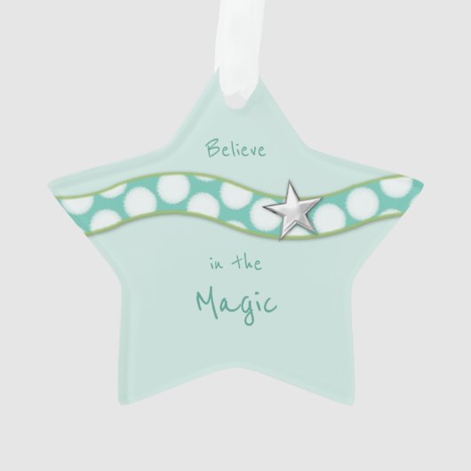 Grootzoon gelooft in kerstgroene sneeuwman ornament (achterkant)