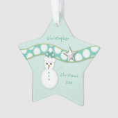 Grootzoon gelooft in kerstgroene sneeuwman ornament (voorkant)