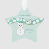 Grootzoon gelooft in kerstgroene sneeuwman ornament (voorkant)