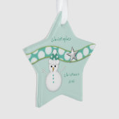 Grootzoon gelooft in kerstgroene sneeuwman ornament (voorkant)