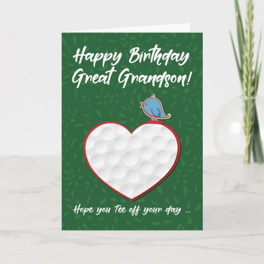 Grootzoon Golf Sports Heart Birthday Kaart (Voorkant)